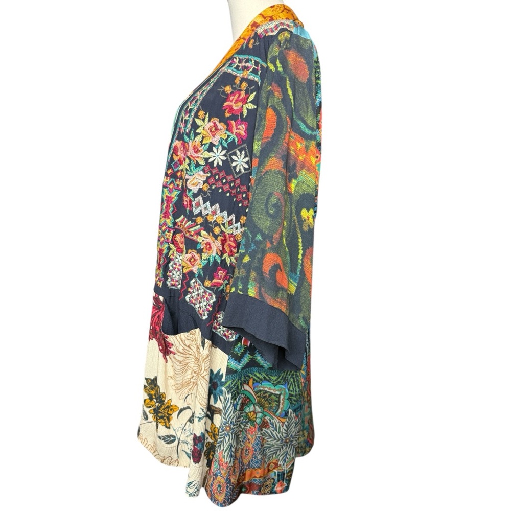 JOHN MARK Embroidered‎ Patchwork Boho Kimono Jack… - image 3
